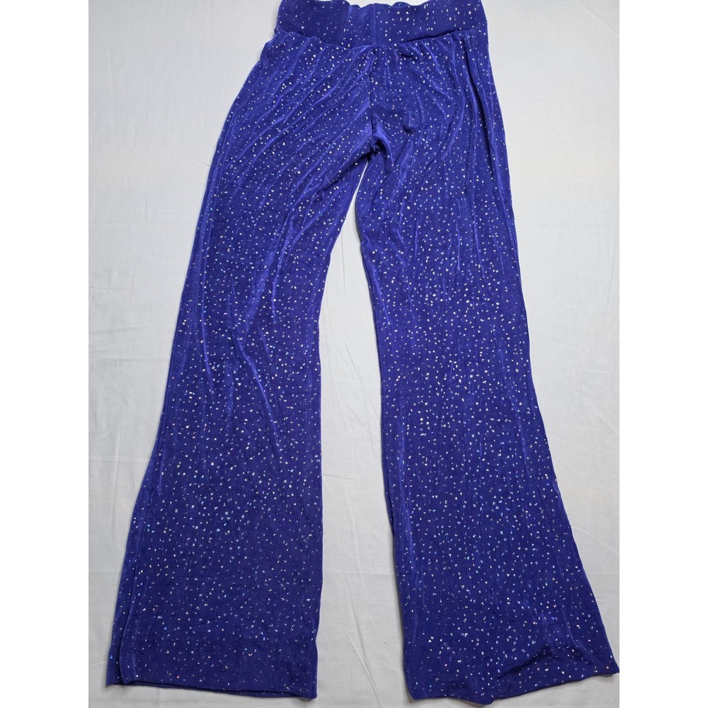 Women's Flared Leg Pants 26 Royal Blue Stretch Elastic Waist Pull On Outdoor - Picture 1 of 6